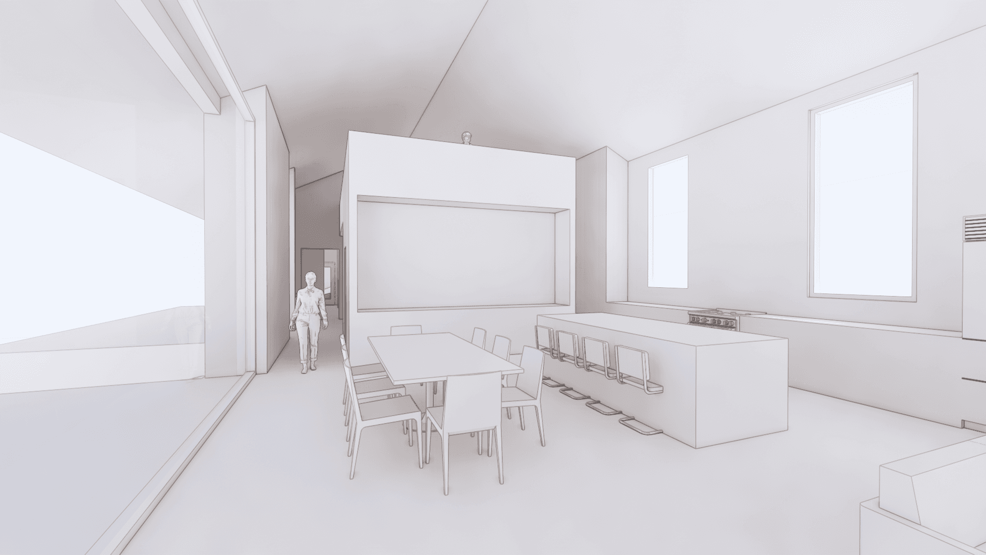 North Lake Commons Interior View - West Corridor