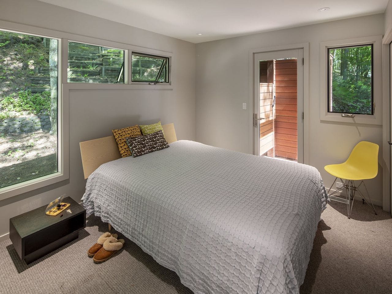 Hamlin Lake master bedroom and outdoor shower